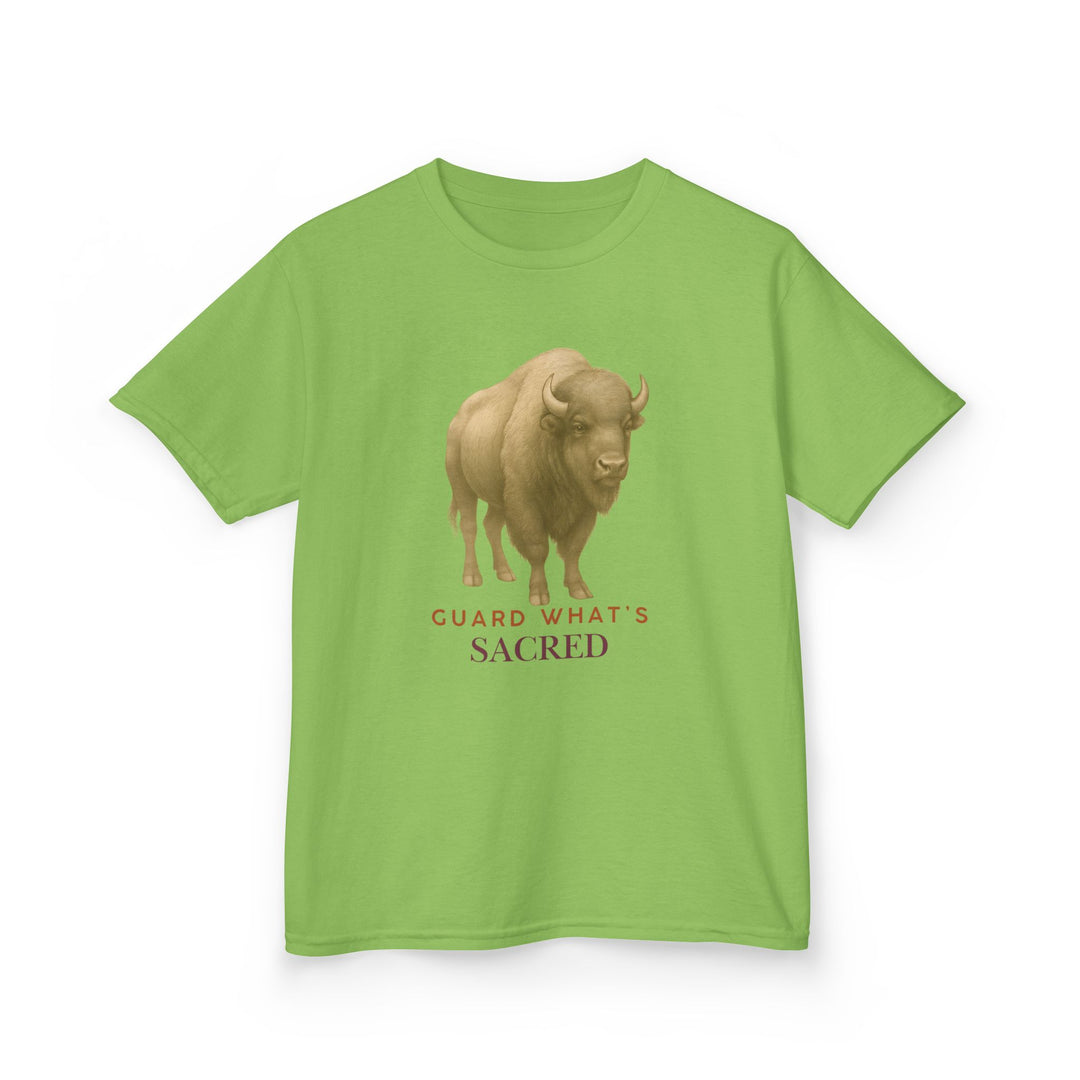 Kids Bison Tee | "Guard What's Sacred" | Sketch Design | Eco-Conscious | Connected & Compassionate