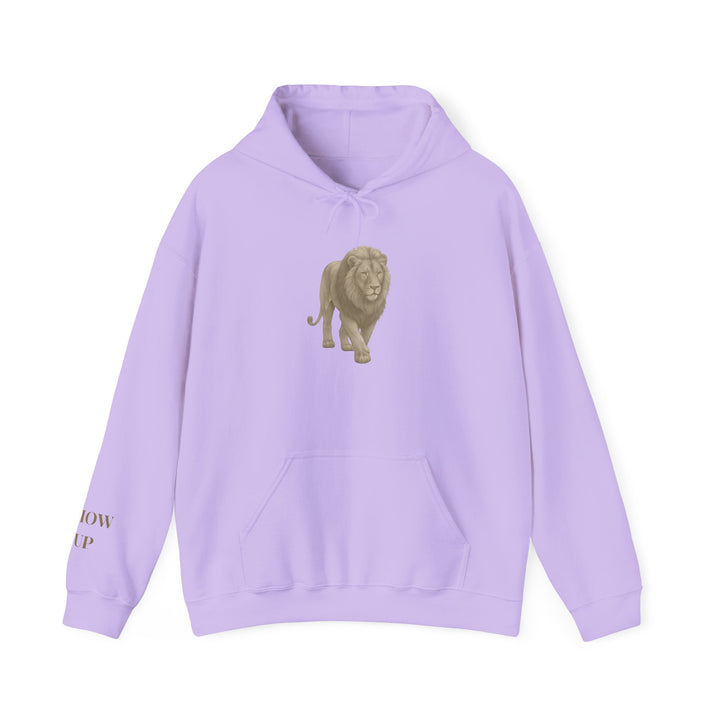 Show Up – Lion | Empowered & Bold Series | Unisex Heavy Blend™ Hooded Sweatshirt | Eco-Friendly Apparel