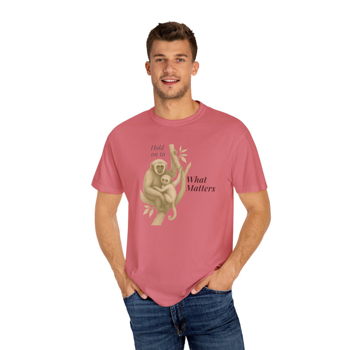 Hold on to What Matters – Gibbon | Connected & Compassionate | Sketch Series by Pure Perspective App | Eco Friendly Graphic Tee
