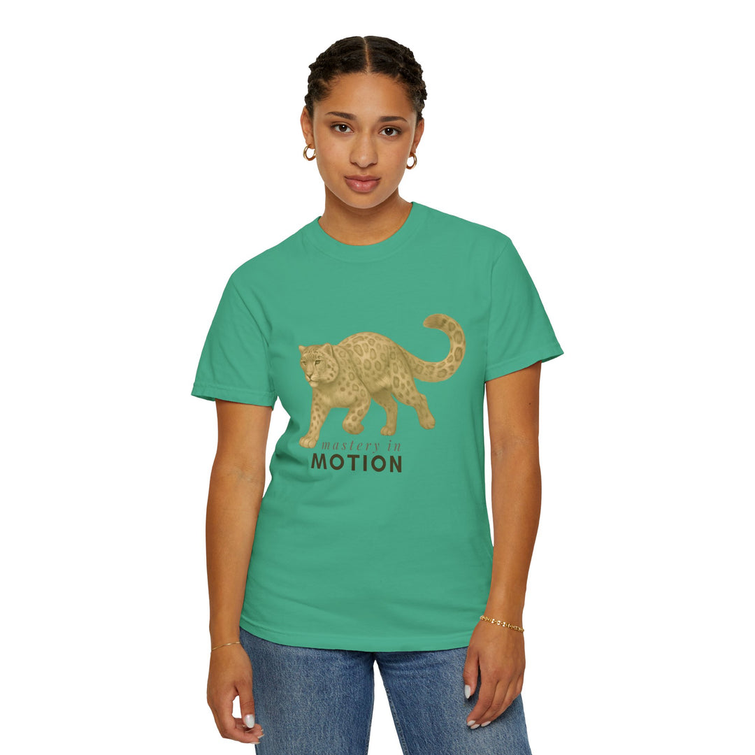 Master In Motion – Snow Leopard | Patience & Peaceful | Sketch Series by Pure Perspective App | Eco Friendly Graphic Tee