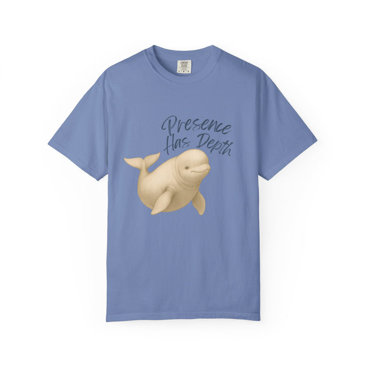 Presence Has Depth – Beluga Whale | Grounded & Gentle | Sketch Series by Pure Perspective | Eco Friendly Graphic Tee