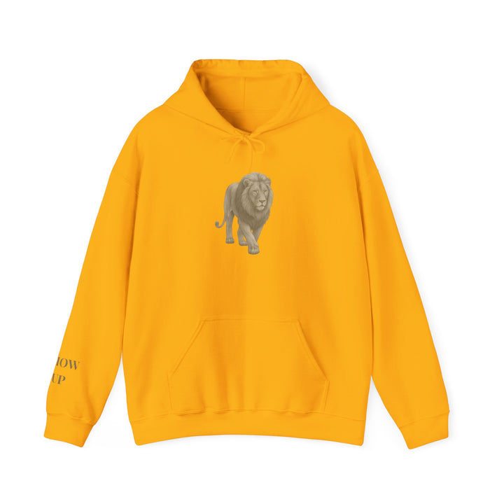 Show Up – Lion | Empowered & Bold Series | Unisex Heavy Blend™ Hooded Sweatshirt | Eco-Friendly Apparel