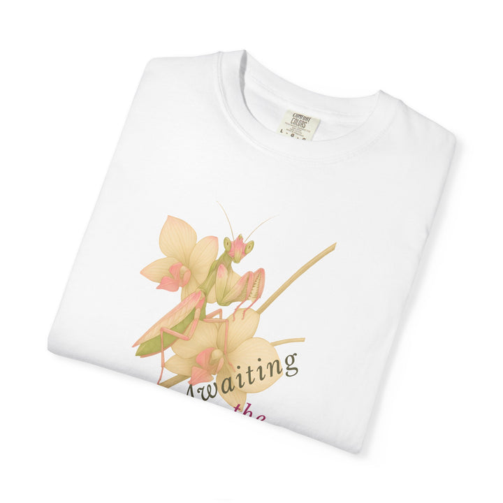 Awaiting the Moment – Orchid Mantis | Reflective & Wise | Sketch Series by Pure Perspective App | Eco Friendly Graphic Tee