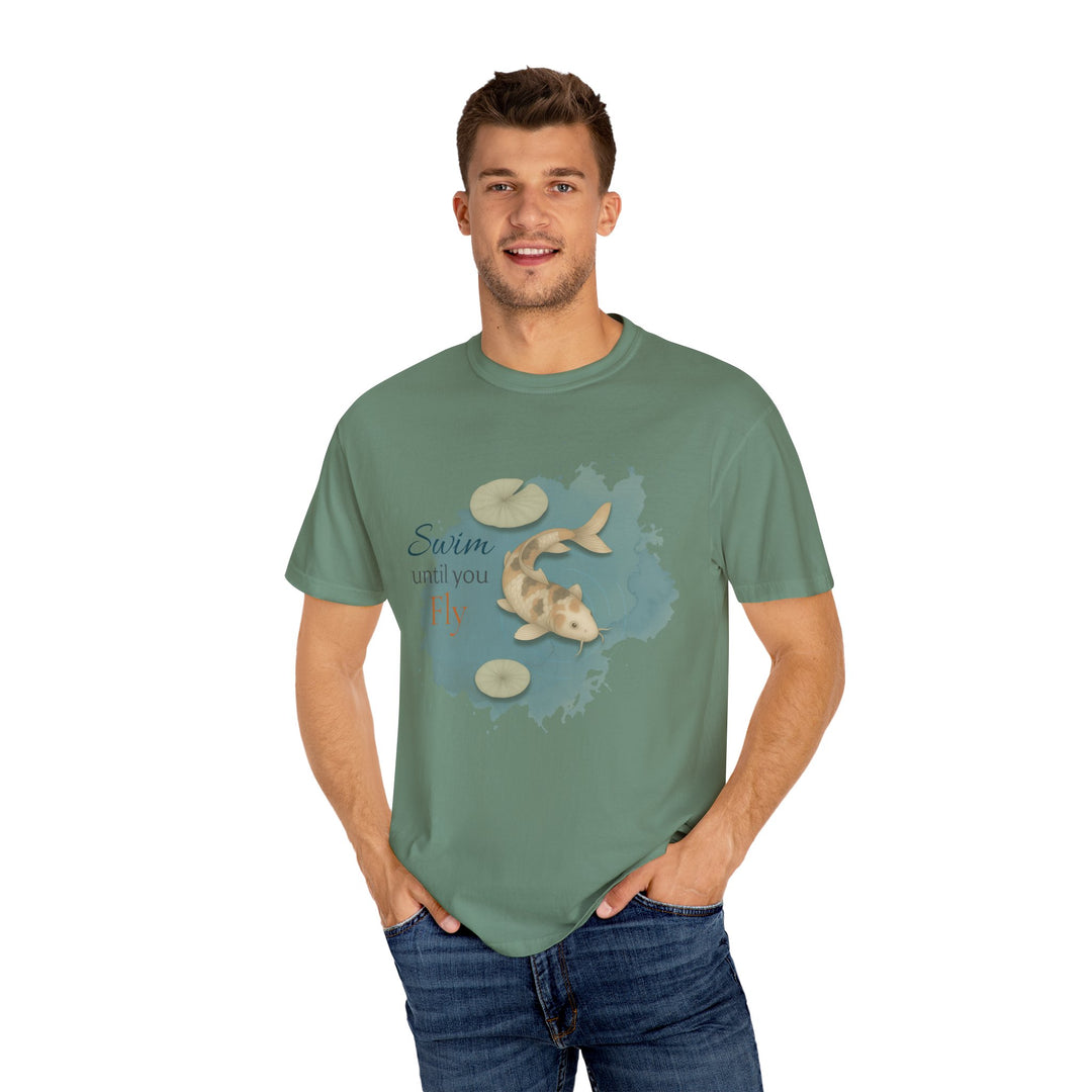 Swim Until You Fly – Koi Fish | Hopeful & Healing | Sketch Series by Pure Perspective App | Eco Friendly Graphic Tee