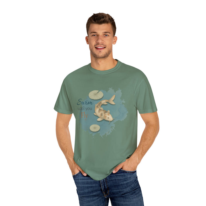 Swim Until You Fly – Koi Fish | Hopeful & Healing | Sketch Series by Pure Perspective App | Eco Friendly Graphic Tee