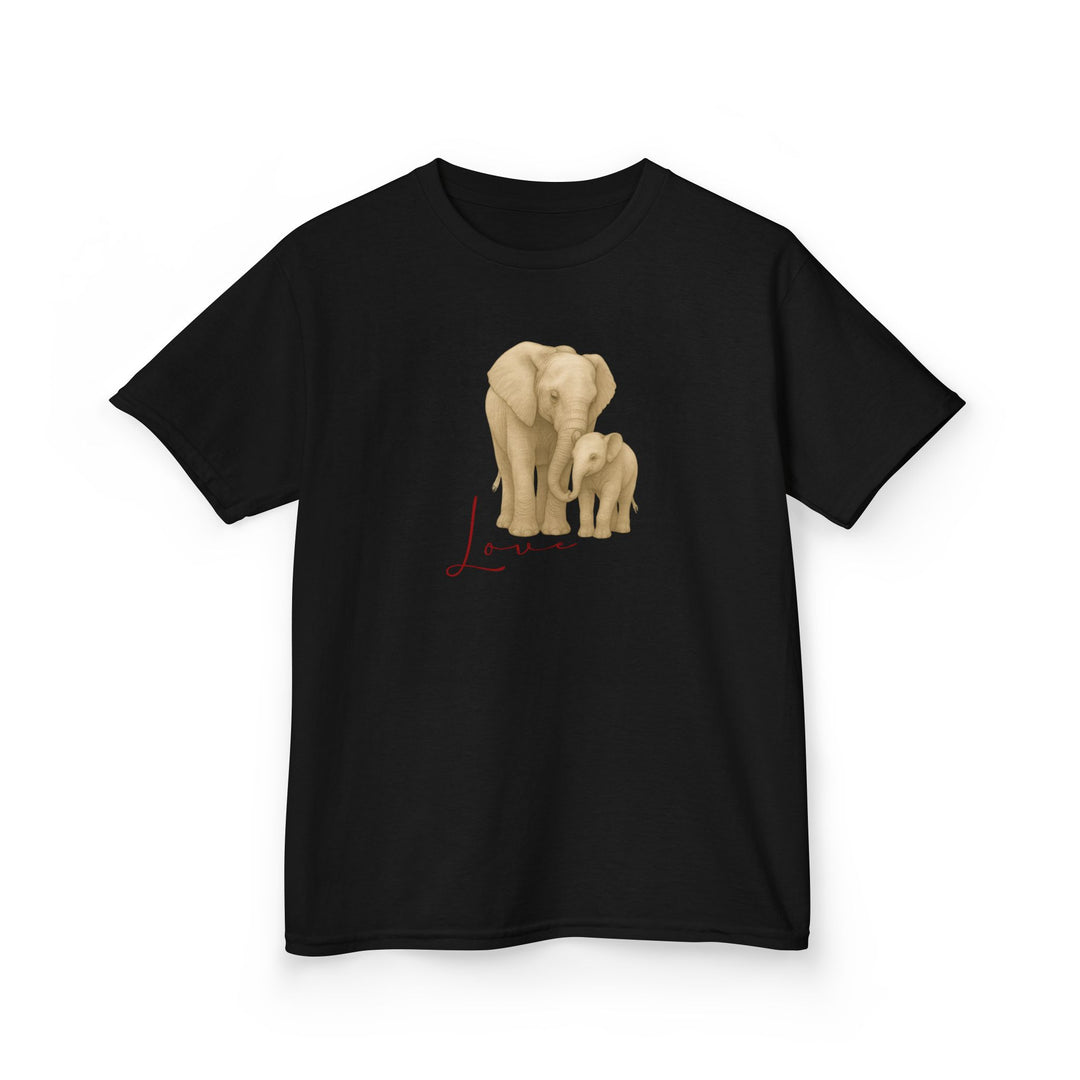 Kids Elephant with Calf Tee | "Love" | Sketch Design | Eco-Conscious | Connected & Compassionate