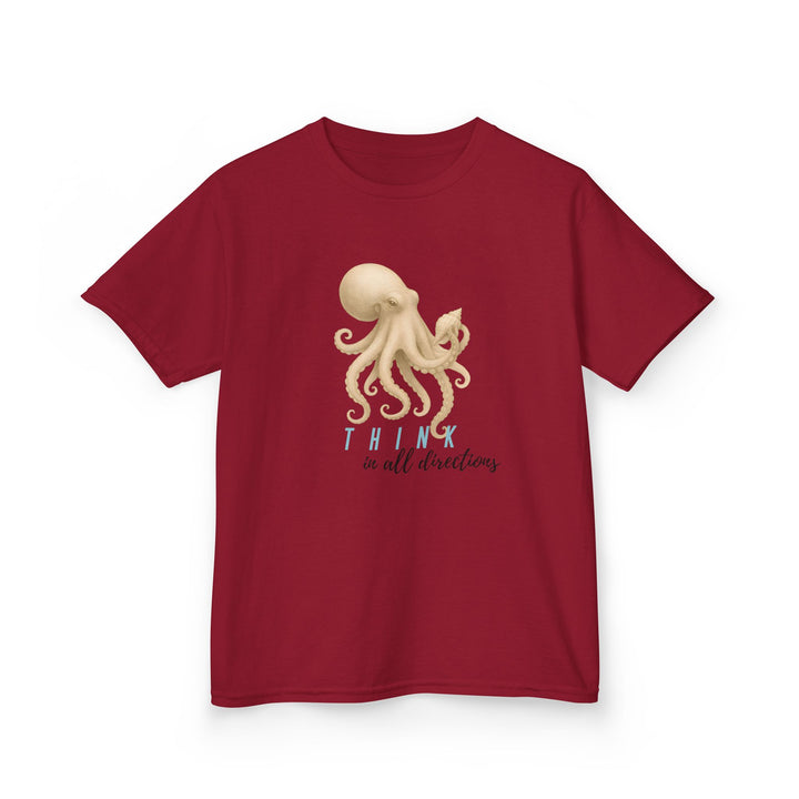 Kids Octopus Tee | "Think in All Directions" | Sketch Design | Eco-Conscious | Reflective & Wise