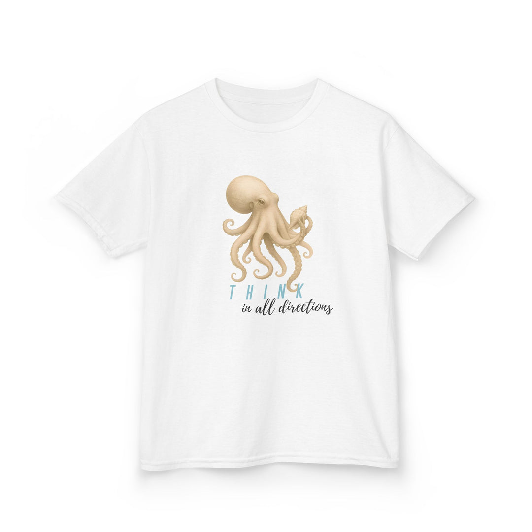 Kids Octopus Tee | "Think in All Directions" | Sketch Design | Eco-Conscious | Reflective & Wise