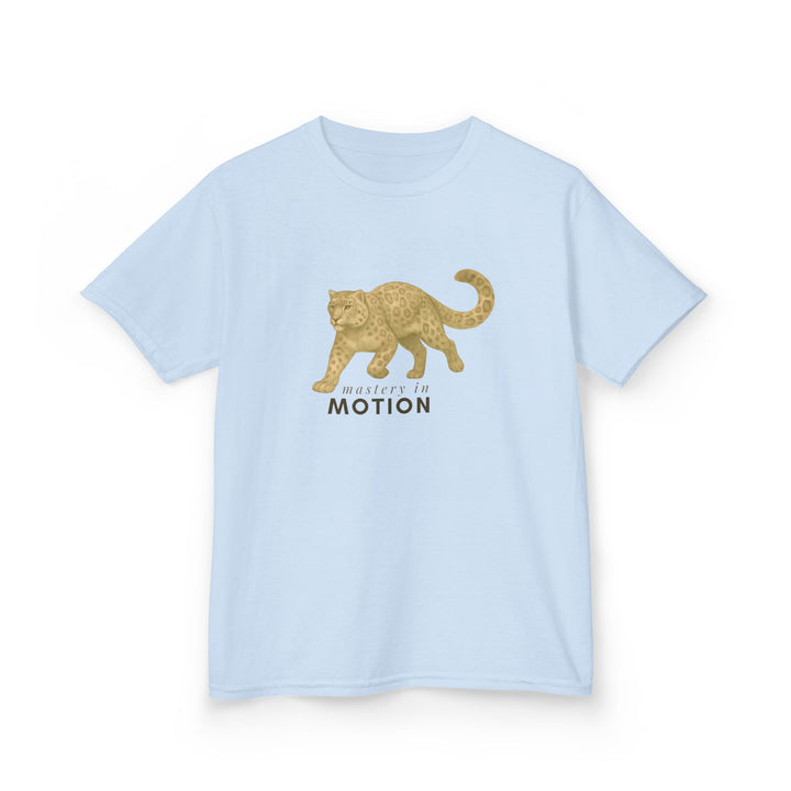 Kids Snow Leopard Tee | Mastery In Motion says "Practice Makes You Great" | Sketch Design | Eco-Conscious | Patient & Peaceful