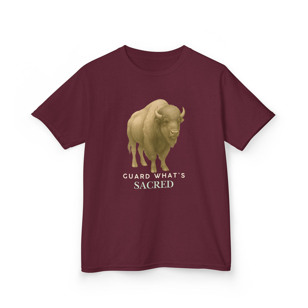 Kids Bison Tee | "Guard What's Sacred" | Sketch Design | Eco-Conscious | Connected & Compassionate