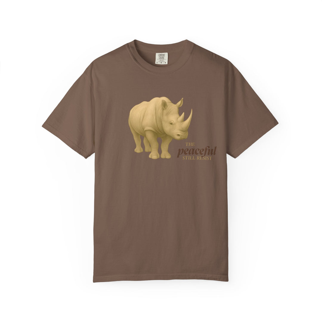 The Peaceful Still Resist – Rhino Edition | Patient & Peaceful | Sketch Series by Pure Perspective | Eco Friendly Graphic Tee