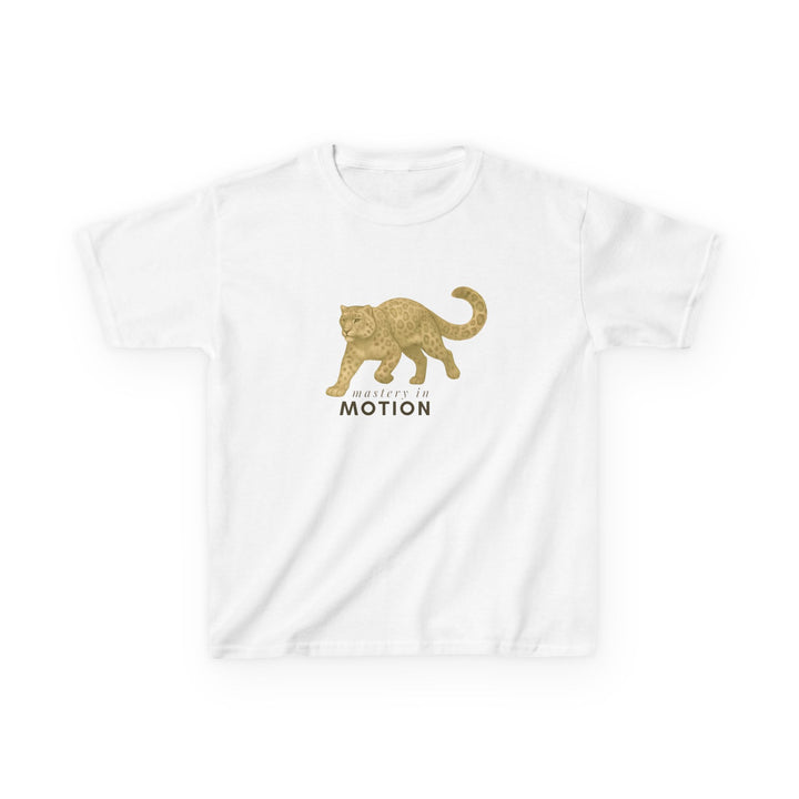 Kids Snow Leopard Tee | Mastery In Motion says "Practice Makes You Great" | Sketch Design | Eco-Conscious | Patient & Peaceful
