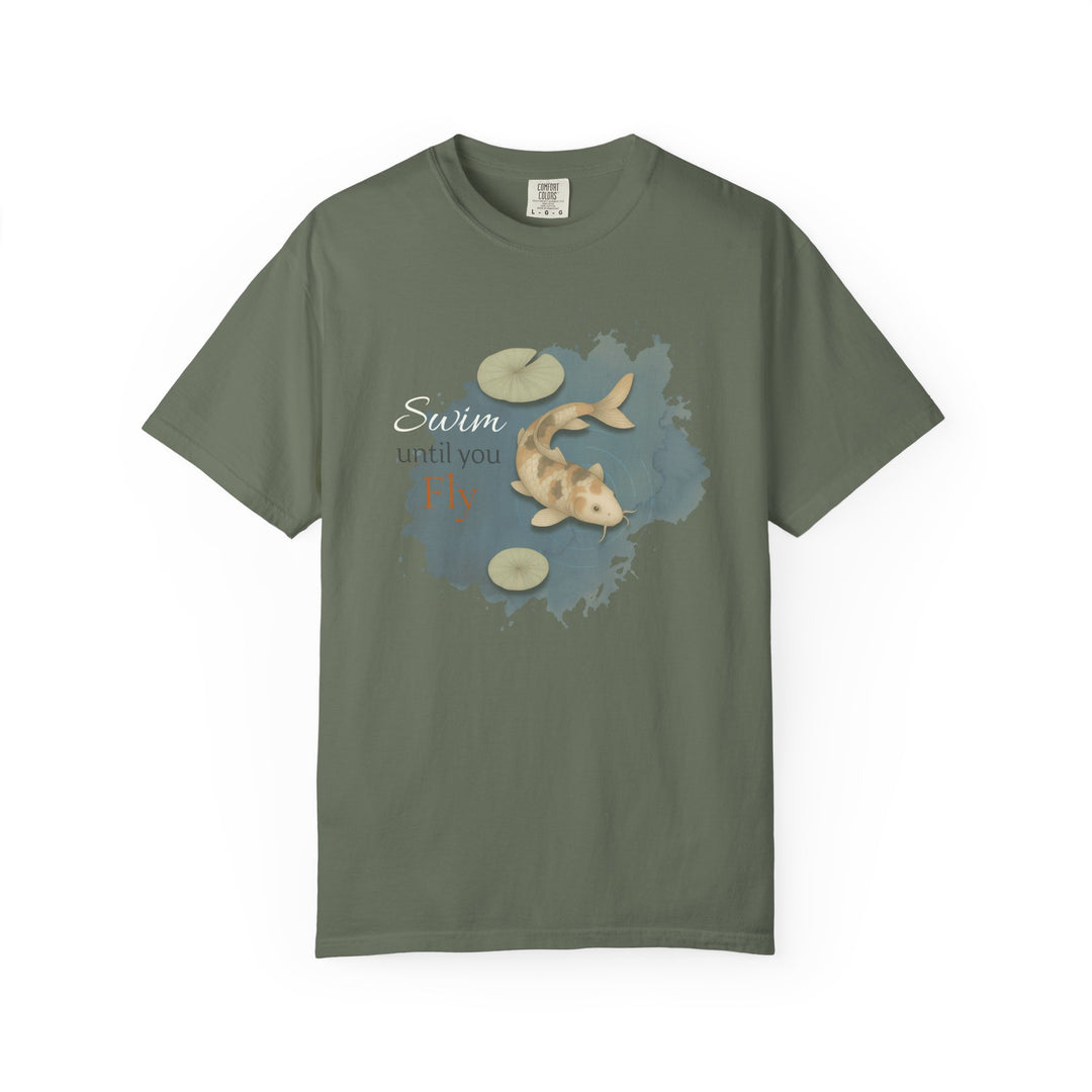 Swim Until You Fly – Koi Fish | Hopeful & Healing | Sketch Series by Pure Perspective App | Eco Friendly Graphic Tee