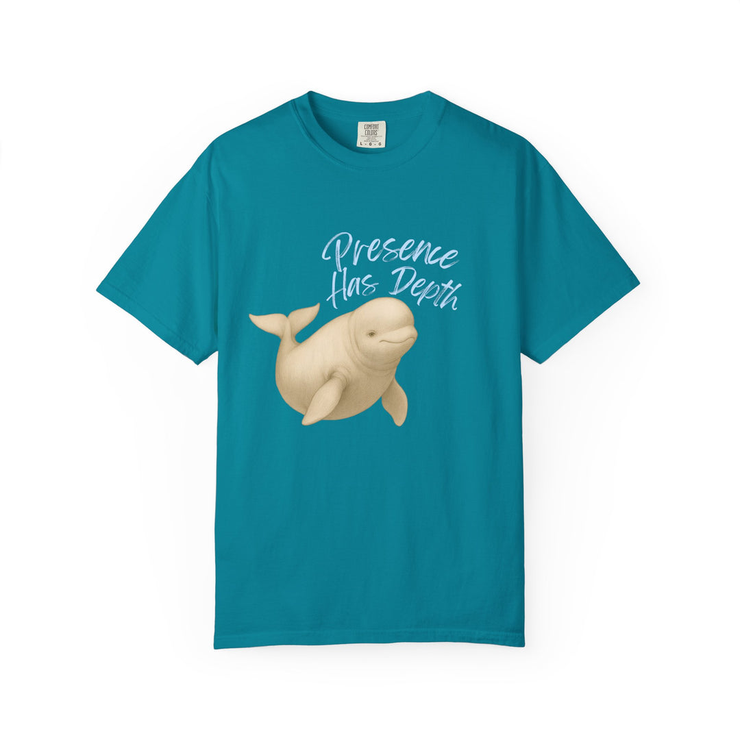 Presence Has Depth – Beluga Whale | Grounded & Gentle | Sketch Series by Pure Perspective | Eco Friendly Graphic Tee
