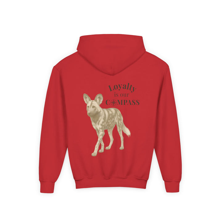 Kids African Wild Dog "Loyalty is Our Compass" Heavy Blend Hoodie | Back Print Design | Empowered & Bold | Inspirational Message