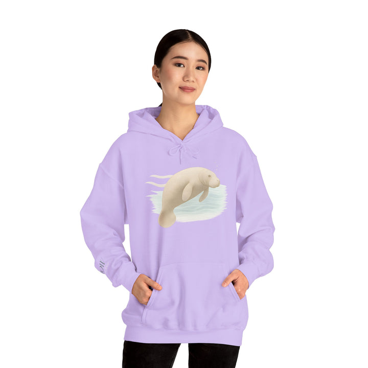 Flow without Force – Manatee | Calm & Centered Series | Unisex Heavy Blend™ Hooded Sweatshirt | Eco-Friendly Apparel