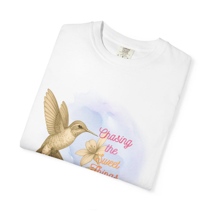 Chasing the Sweet Things – Hummingbird | Hopeful & Healing | Sketch Series by Pure Perspective | Eco Friendly Graphic Tee