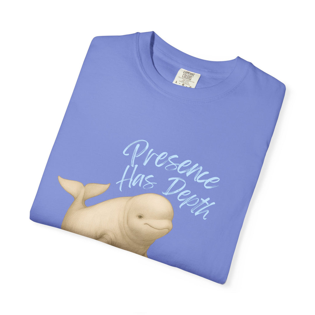 Presence Has Depth – Beluga Whale | Grounded & Gentle | Sketch Series by Pure Perspective | Eco Friendly Graphic Tee