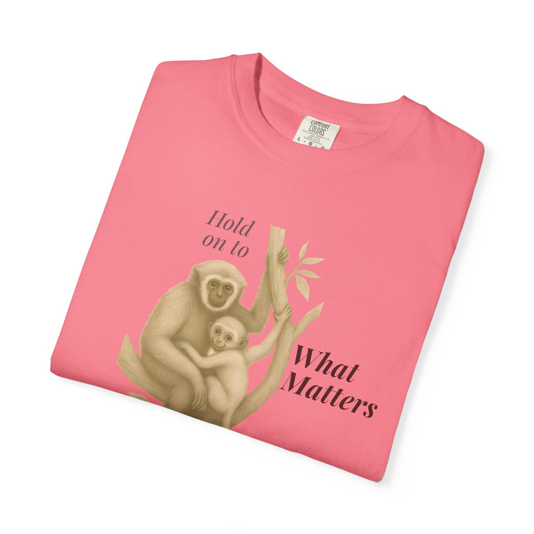 Hold on to What Matters – Gibbon | Connected & Compassionate | Sketch Series by Pure Perspective App | Eco Friendly Graphic Tee