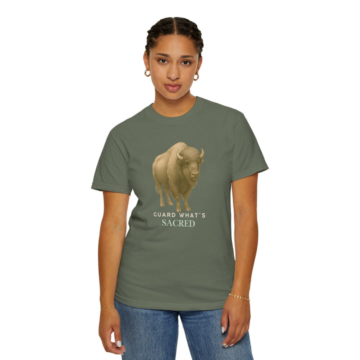 Guard What's Sacred – Bison | Connected & Compassionate | Sketch Series by Pure Perspective App | Eco Friendly Graphic Tee