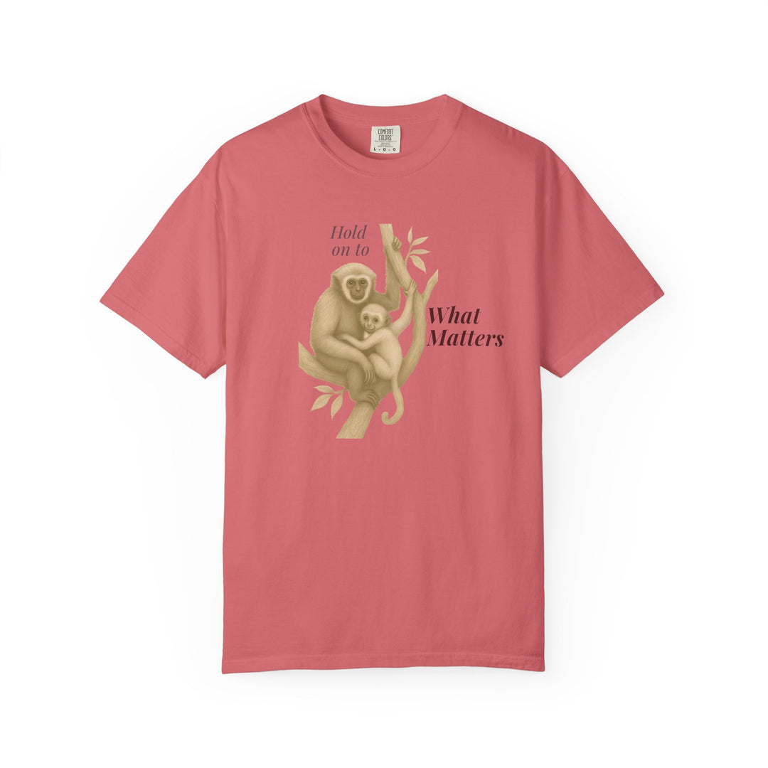 Hold on to What Matters – Gibbon | Connected & Compassionate | Sketch Series by Pure Perspective App | Eco Friendly Graphic Tee
