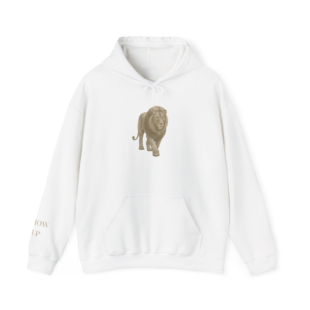 Show Up – Lion | Empowered & Bold Series | Unisex Heavy Blend™ Hooded Sweatshirt | Eco-Friendly Apparel