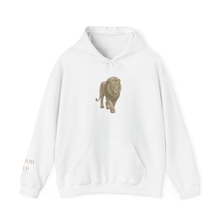 Show Up – Lion | Empowered & Bold Series | Unisex Heavy Blend™ Hooded Sweatshirt | Eco-Friendly Apparel