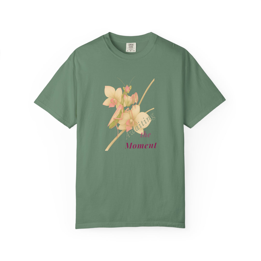 Awaiting the Moment – Orchid Mantis | Reflective & Wise | Sketch Series by Pure Perspective App | Eco Friendly Graphic Tee