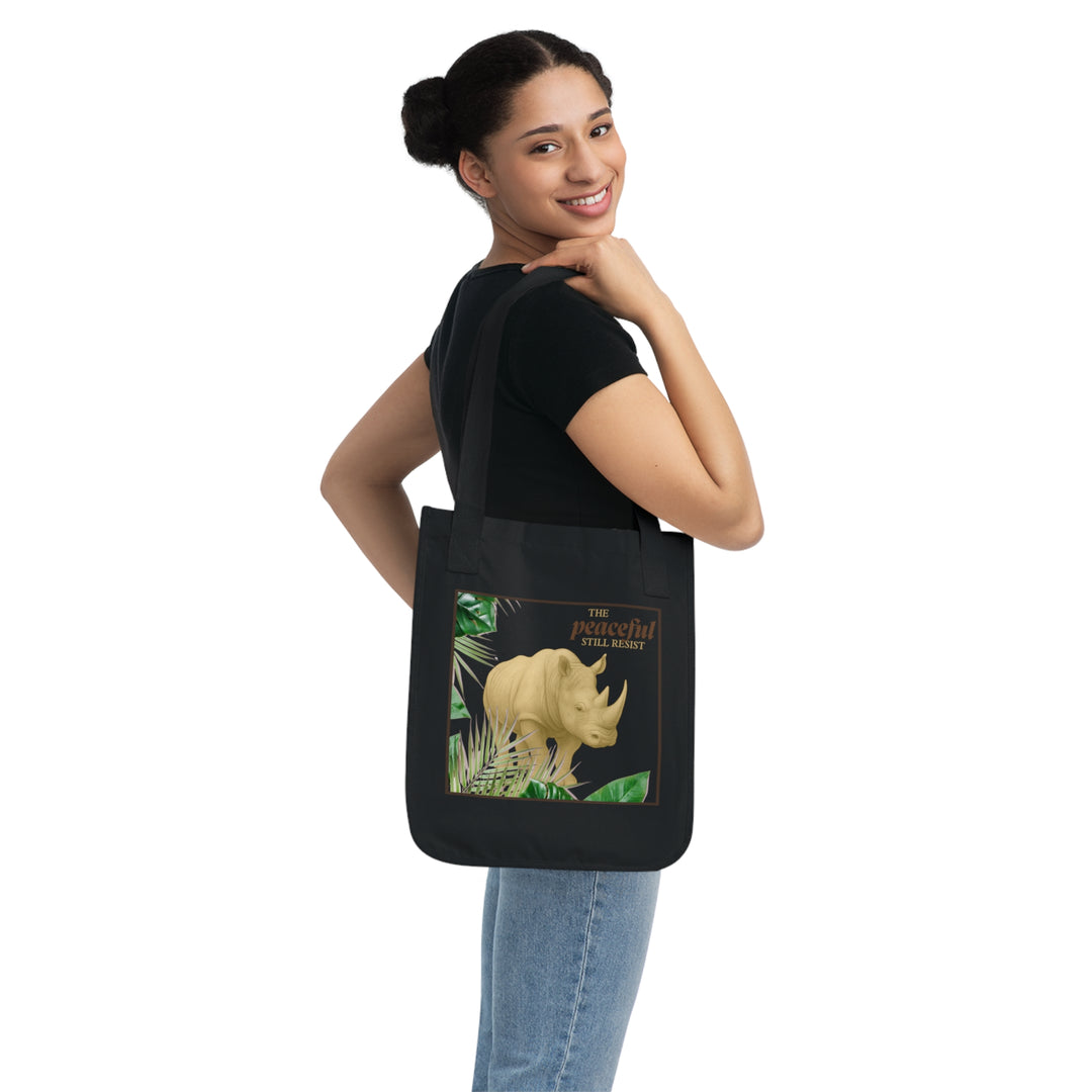 Rhino Art Organic Canvas Tote Bag, Eco-Friendly Tote, Funny Gift Bag, Cute Animal Print, Sustainable Shopping Bag