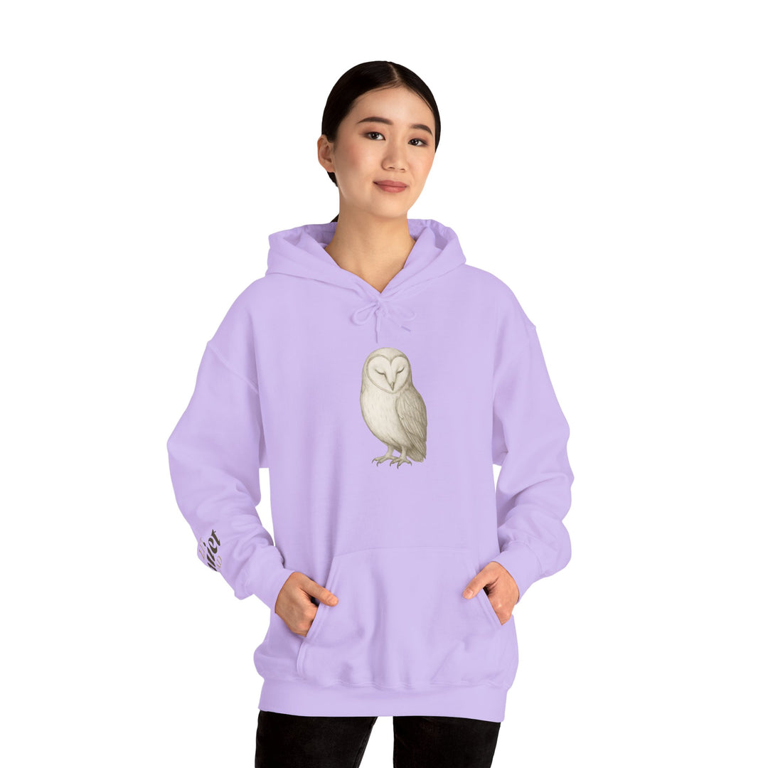 Let Quiet Lead – Barn Owl Edition | Calm & Centered Series | Unisex Heavy Blend™ Hooded Sweatshirt | Eco-Friendly Apparel