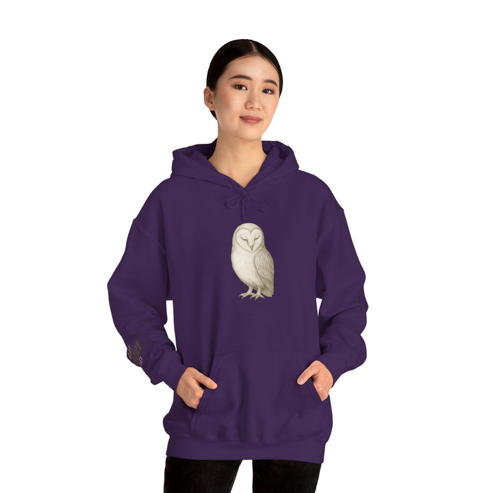 Let Quiet Lead – Barn Owl Edition | Calm & Centered Series | Unisex Heavy Blend™ Hooded Sweatshirt | Eco-Friendly Apparel