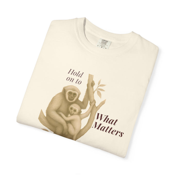 Hold on to What Matters – Gibbon | Connected & Compassionate | Sketch Series by Pure Perspective App | Eco Friendly Graphic Tee
