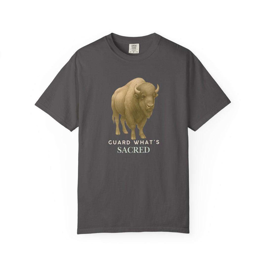 Guard What's Sacred – Bison | Connected & Compassionate | Sketch Series by Pure Perspective App | Eco Friendly Graphic Tee