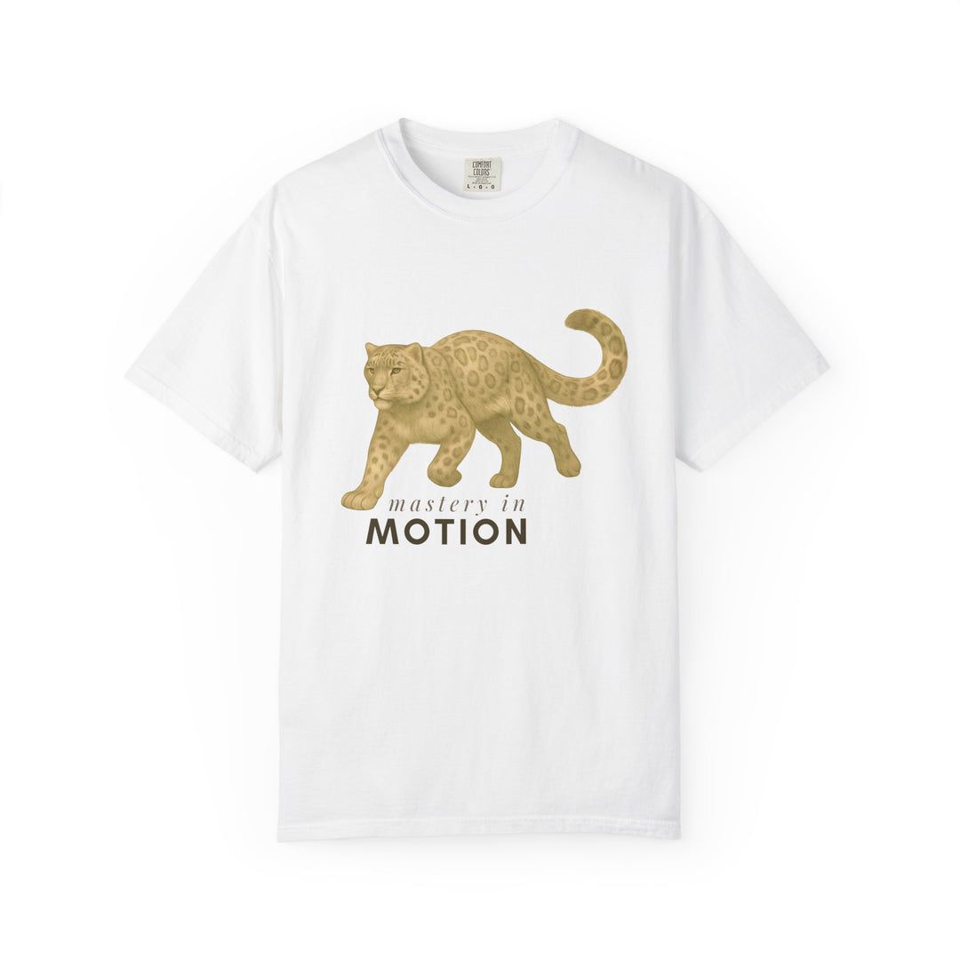 Master In Motion – Snow Leopard | Patience & Peaceful | Sketch Series by Pure Perspective App | Eco Friendly Graphic Tee