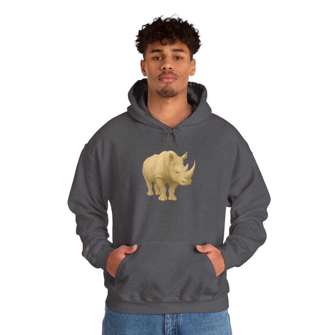 The Peaceful Still Resist – Rhino Edition | Patient & Peaceful Series | Unisex Heavy Blend™ Hooded Sweatshirt | Eco-Friendly Apparel