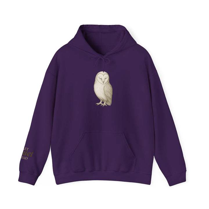 Let Quiet Lead – Barn Owl Edition | Calm & Centered Series | Unisex Heavy Blend™ Hooded Sweatshirt | Eco-Friendly Apparel
