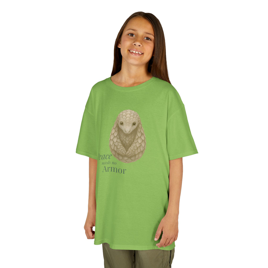 Kids Pangolin Tee | "Peace Needs No Armor" | Sketch Design | Eco-Conscious | Calm & Centered