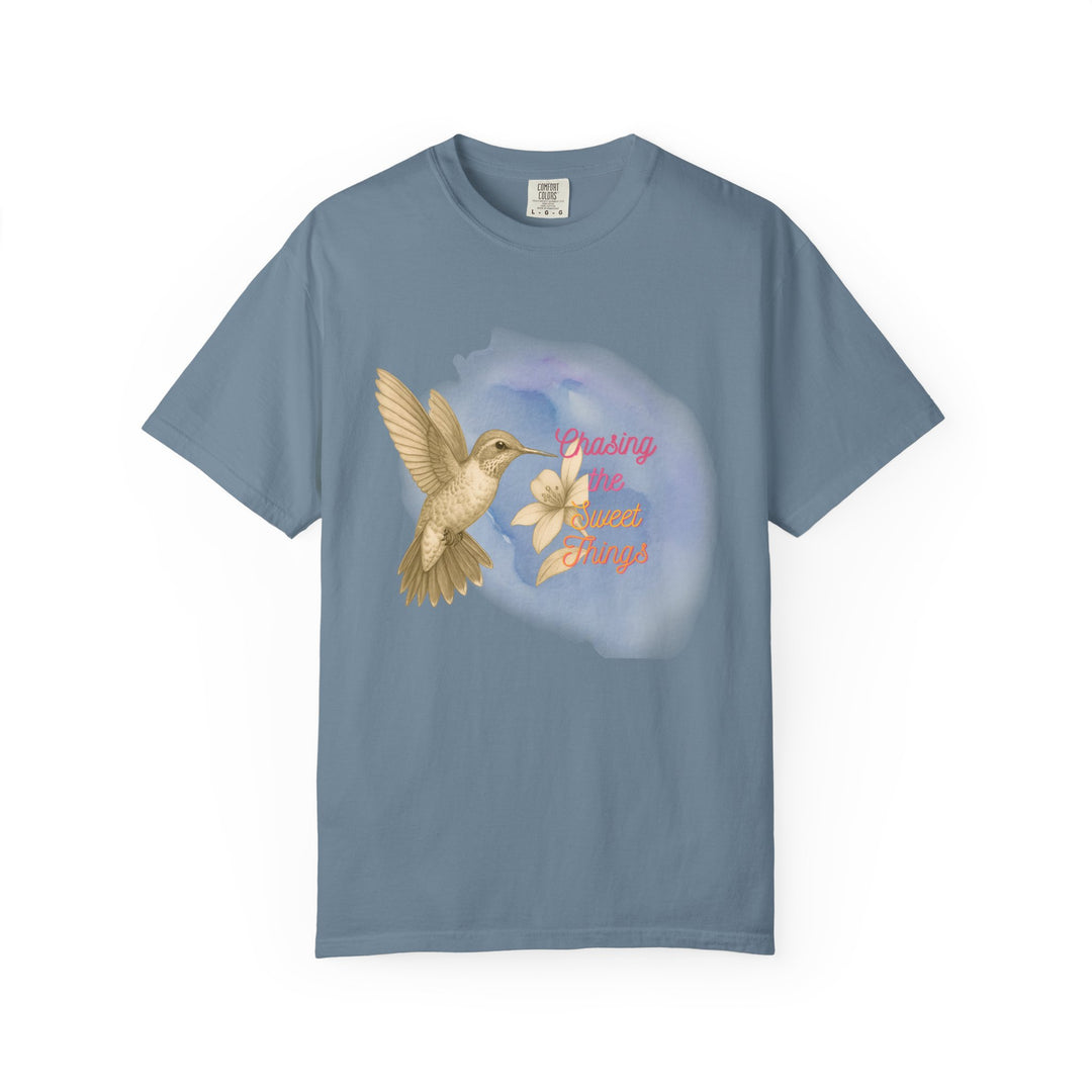 Chasing the Sweet Things – Hummingbird | Hopeful & Healing | Sketch Series by Pure Perspective | Eco Friendly Graphic Tee