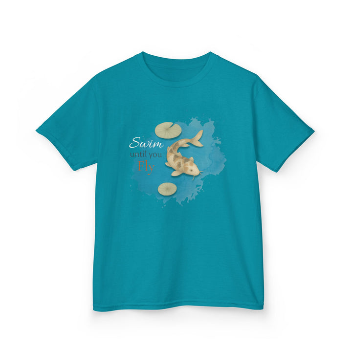 Kids Koi Fish Tee | "Swim Until You Fly" | Sketch Design | Eco-Conscious | Hopeful & Healing