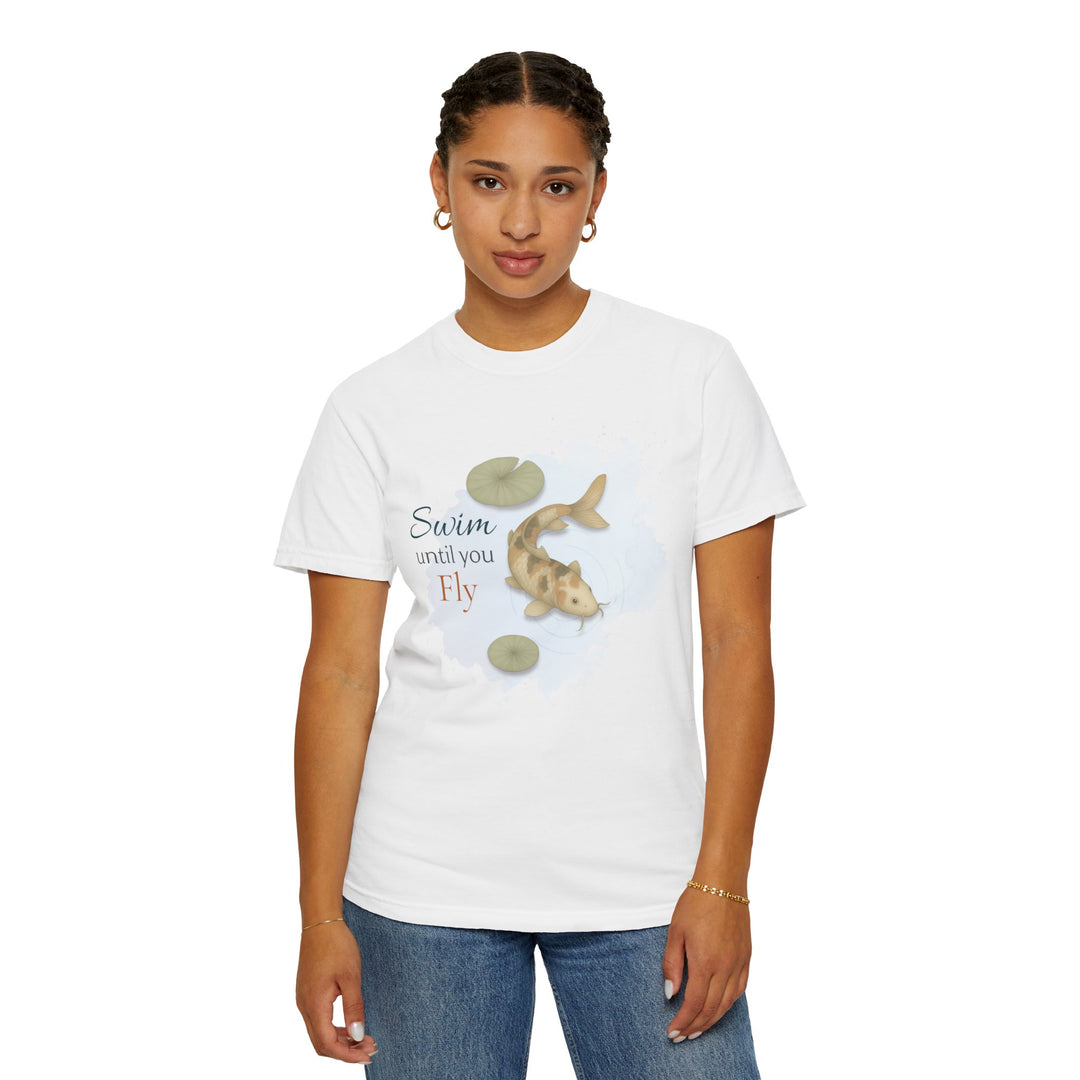 Swim Until You Fly – Koi Fish | Hopeful & Healing | Sketch Series by Pure Perspective App | Eco Friendly Graphic Tee