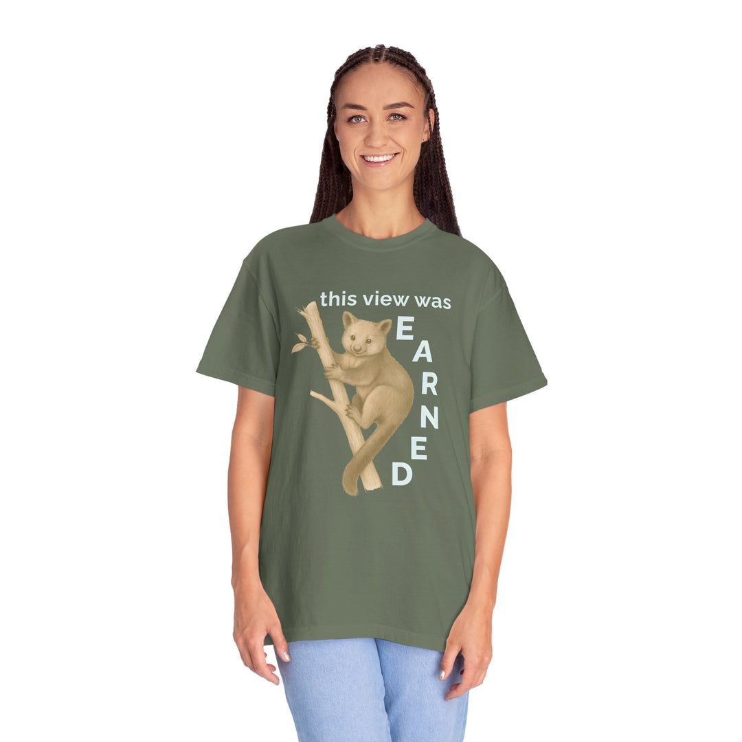 This View Was Earned – Tree Kangaroo | Joyful & Playful | Sketch Series by Pure Perspective | Eco Friendly Graphic Tee