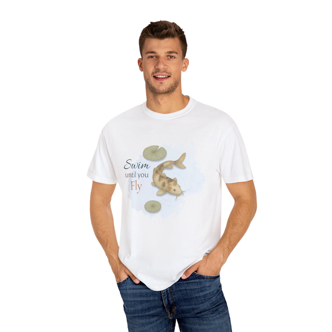Swim Until You Fly – Koi Fish | Hopeful & Healing | Sketch Series by Pure Perspective App | Eco Friendly Graphic Tee