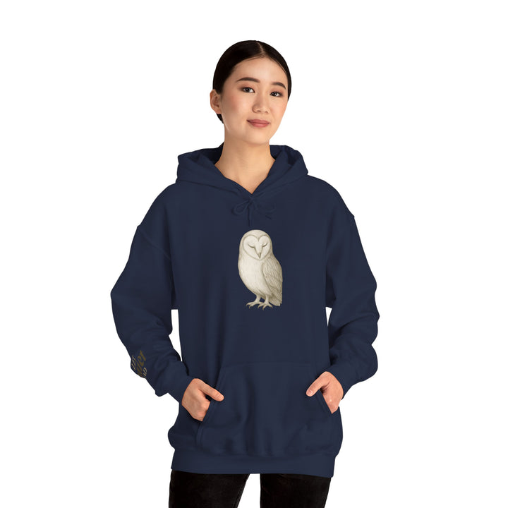 Let Quiet Lead – Barn Owl Edition | Calm & Centered Series | Unisex Heavy Blend™ Hooded Sweatshirt | Eco-Friendly Apparel