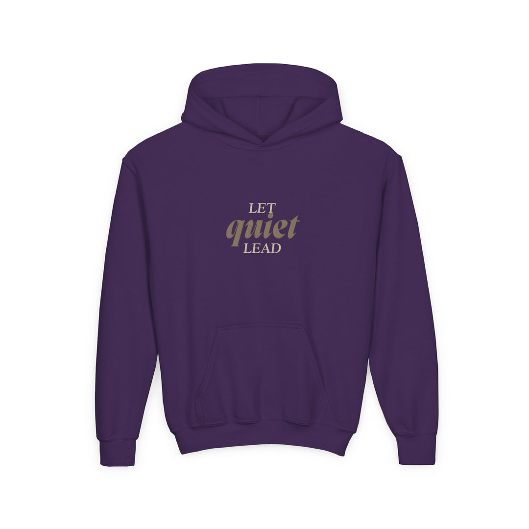 Kids Barn Owl "Let Quiet Lead" Heavy Blend Hoodie | Back Print Design | Calm & Centered | Inspirational Message
