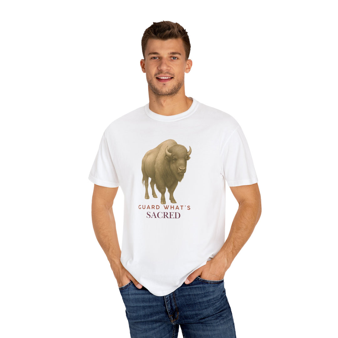Guard What's Sacred – Bison | Connected & Compassionate | Sketch Series by Pure Perspective App | Eco Friendly Graphic Tee
