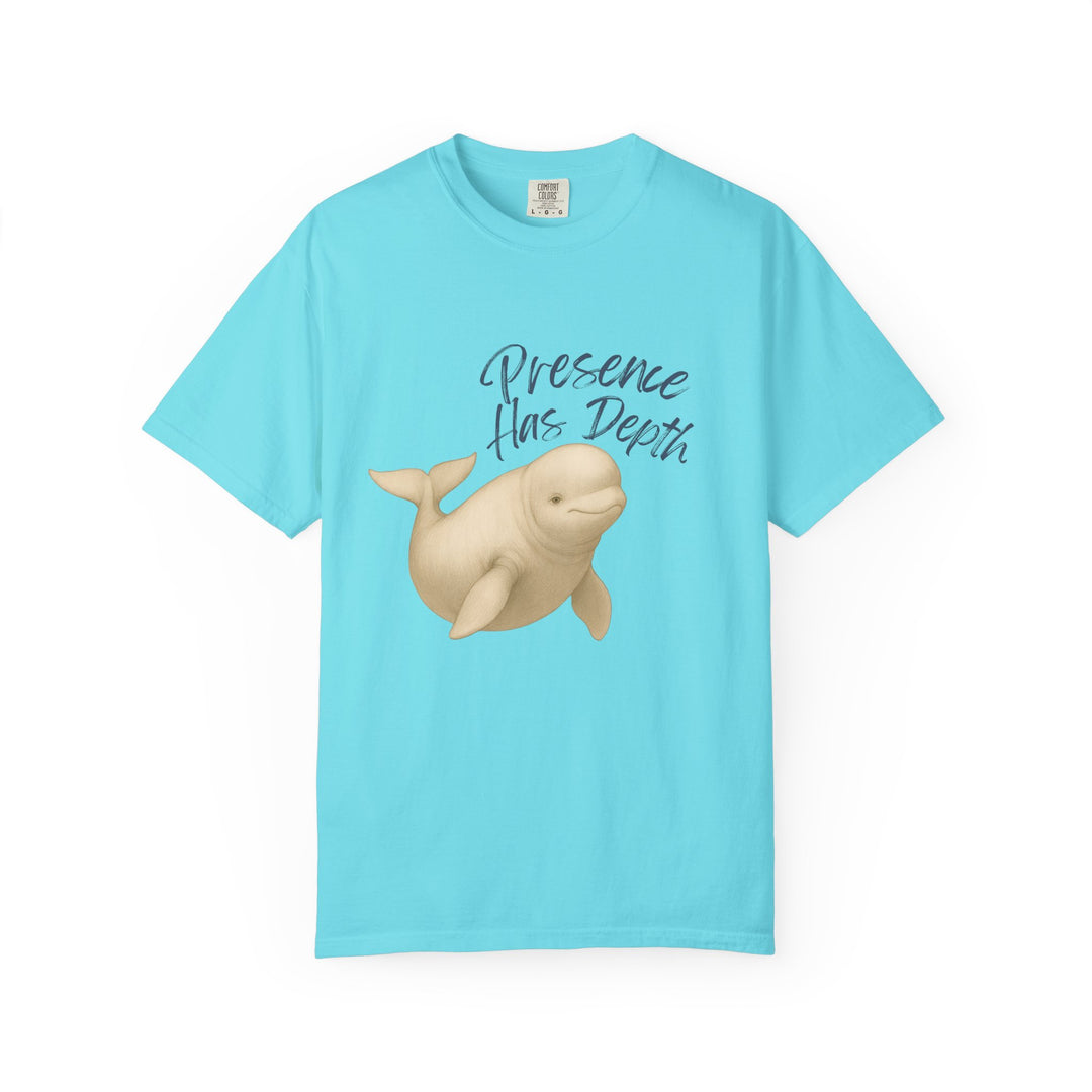 Presence Has Depth – Beluga Whale | Grounded & Gentle | Sketch Series by Pure Perspective | Eco Friendly Graphic Tee