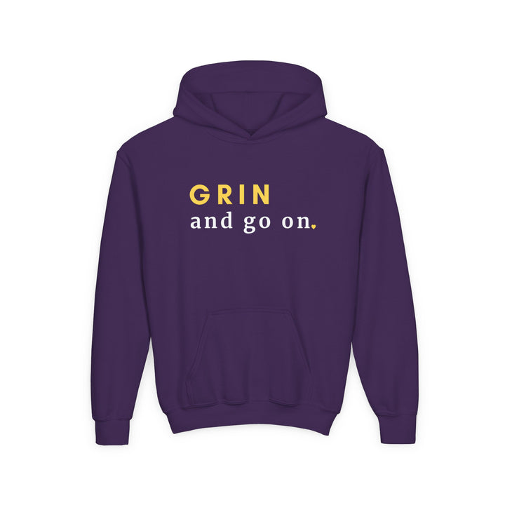 Kids Red Panda "Grin and Go On" Heavy Blend Hoodie | Back Print Design | Joyful & Playful | Inspirational Message