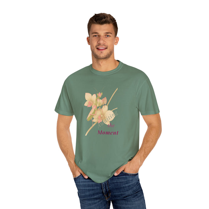 Awaiting the Moment – Orchid Mantis | Reflective & Wise | Sketch Series by Pure Perspective App | Eco Friendly Graphic Tee