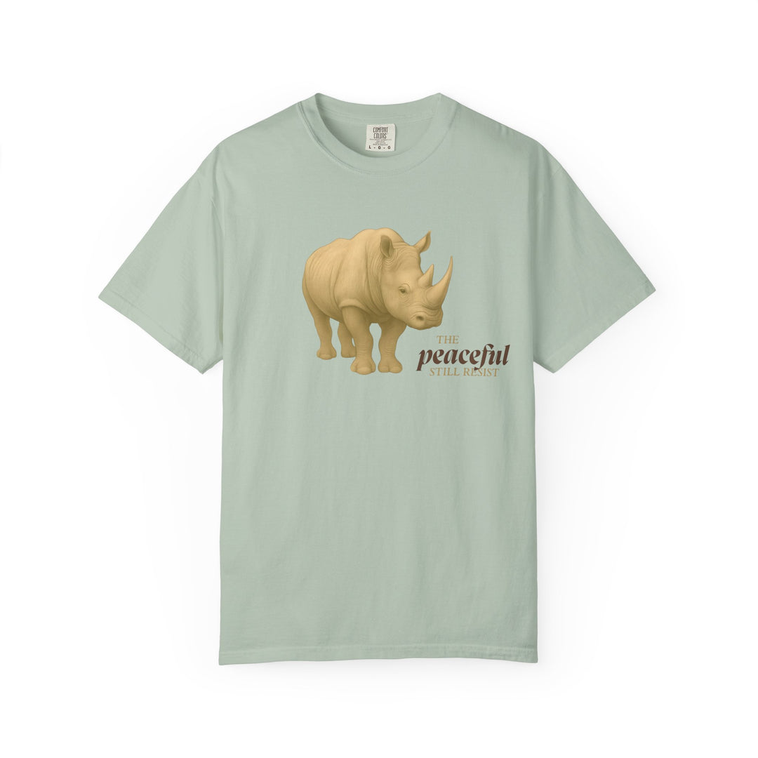 The Peaceful Still Resist – Rhino Edition | Patient & Peaceful | Sketch Series by Pure Perspective | Eco Friendly Graphic Tee