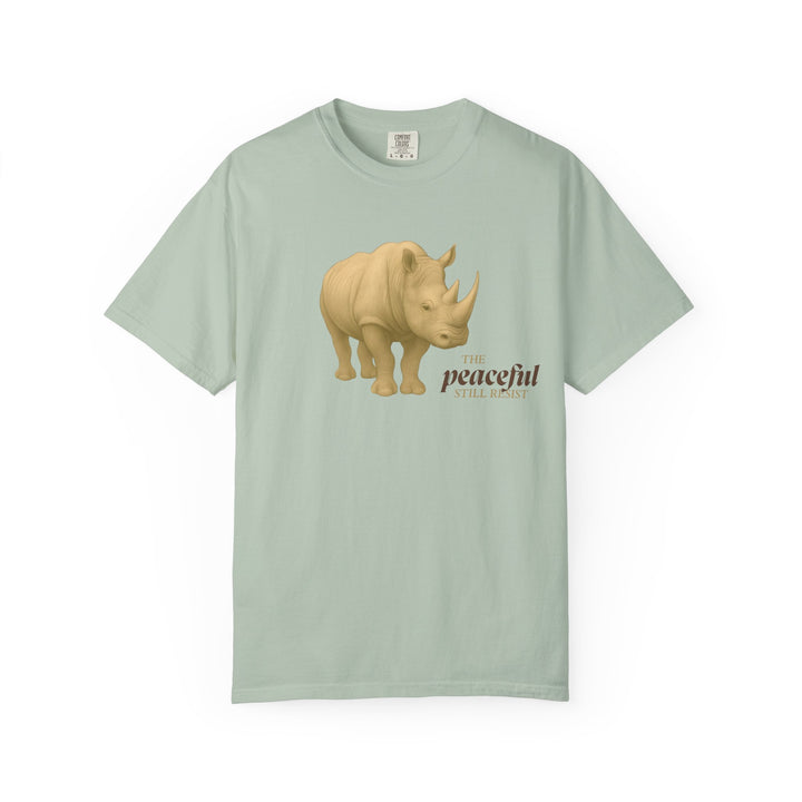 The Peaceful Still Resist – Rhino Edition | Patient & Peaceful | Sketch Series by Pure Perspective | Eco Friendly Graphic Tee